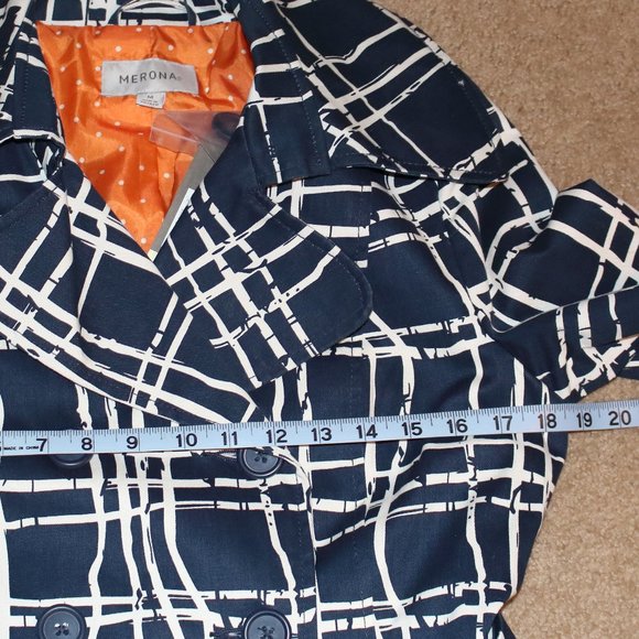 Merona Trench Coat - Sz Med Navy and White - Picture 5 of 6